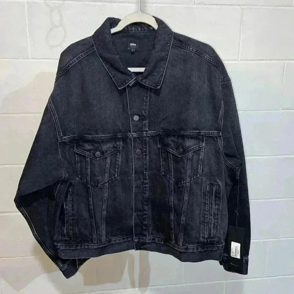 EDWIN Anthropologie Women's Cody Denim Jacket LARGE Irony Moto Grunge #EW5000BOA